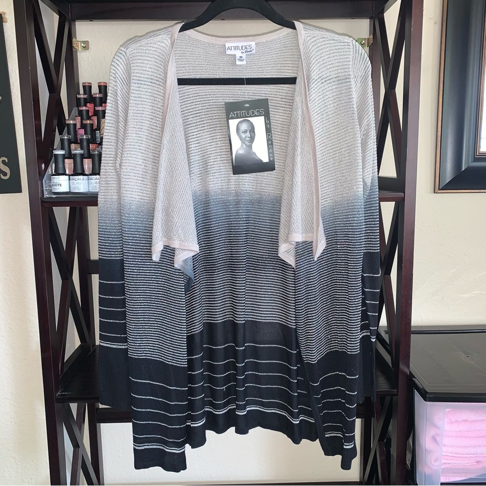 NWT Attitudes By Renee Open Front Cascading Cardigan